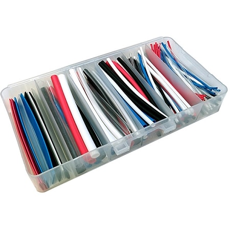 Electriduct Heat Shrink Tube Kit, 2:1 I.D. Shrink Ratio, Black, Blue, Red, White, Yellow HS2-KIT-CLR-LG